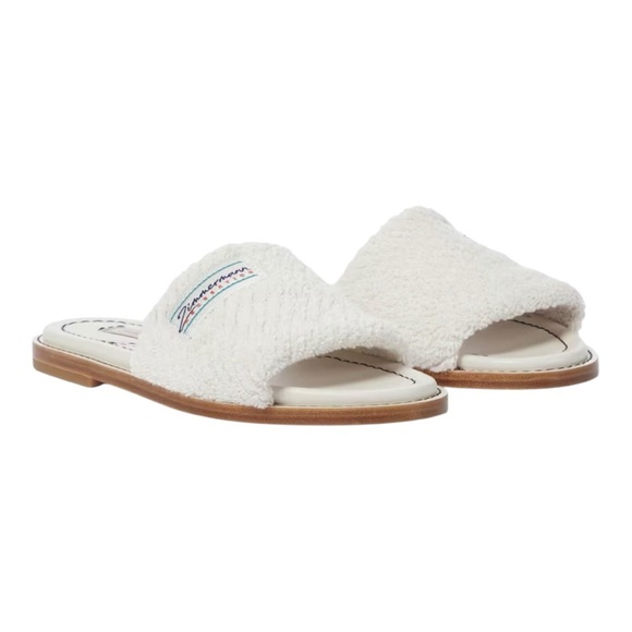 Zimmermann Shoes - Zimmermann White Chubby Terry Towel Recreation Slides Slip On Sandals Women’s 38